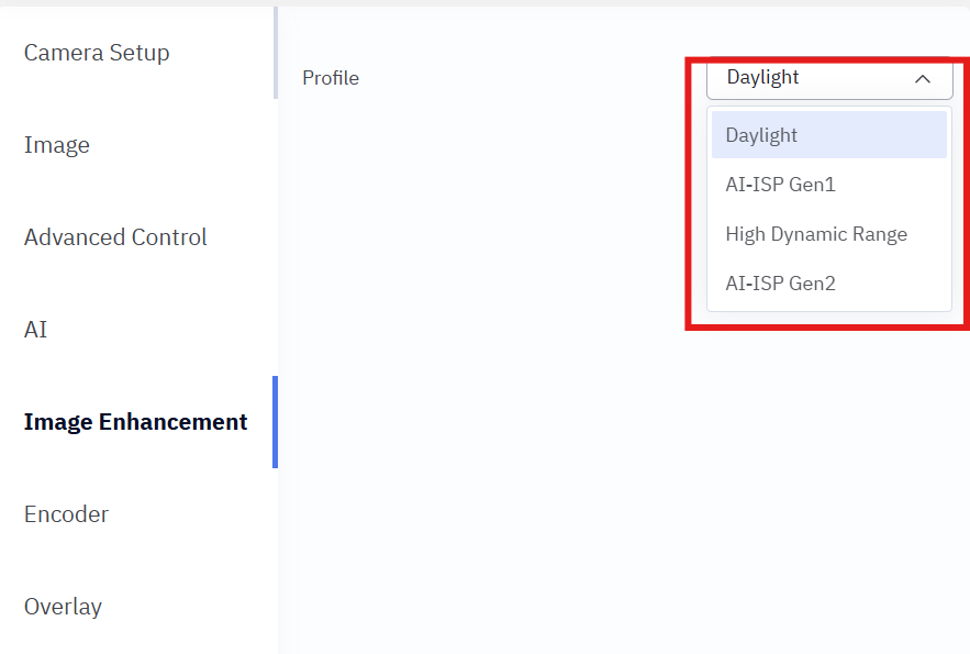 Image Enhancement Menu
