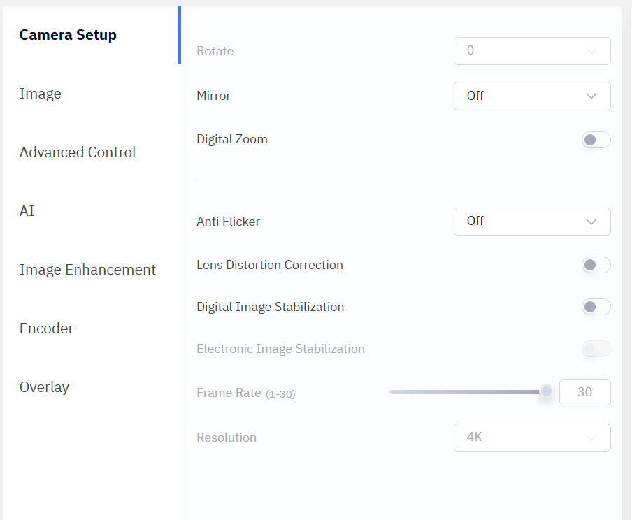 Camera Setup Menu